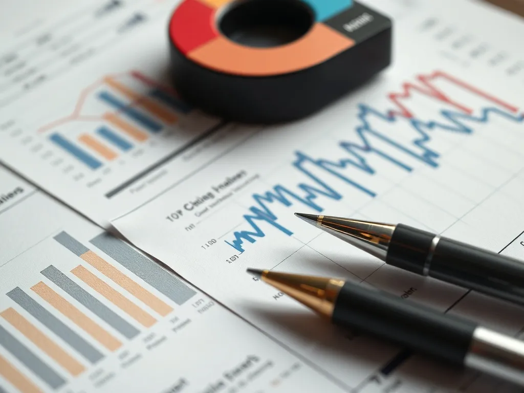 A professional clean close-up of financial charts and graphs